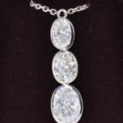 UNIQUE 2.50 CT DIAMOND OVAL 3 STONE PENDANT IN 14KT WHITE GOLD