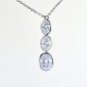 UNIQUE 2.50 CT DIAMOND OVAL 3 STONE PENDANT IN 14KT WHITE GOLD