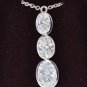 UNIQUE 2.50 CT DIAMOND OVAL 3 STONE PENDANT IN 14KT WHITE GOLD