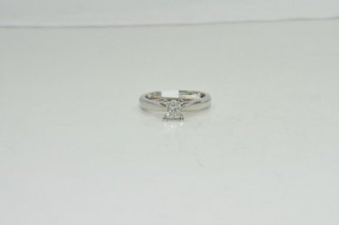 ESTATE  0.40CT SOLITAIRE PRINCESS CUT DIAMOND 14KT WHITE GOLD