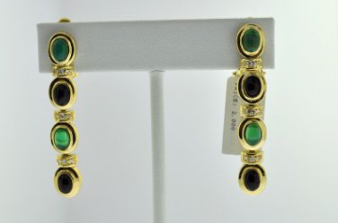 LUXURIOUS 18KT YELLOW GOLD EARRING WITH DIAMONDS AND GEMS.