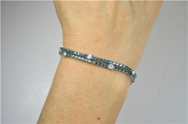 EXQUISITE 2 ROW 5.75 CT DIAMOND DESIGNER STYLE BRACELET, 14 KT GOLD