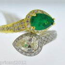 EXQUISITE 3.70CT DIAMONDS & COLOMBIAN EMERALD RING 18KT&PLATINUM RING