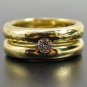 ESTATE HEAVY ITALIAN 18K YELLOW BAND WITH 0.18 CT DIAMOND