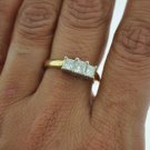 1.07CT DIAMOND 3 STONE PRINCESS CUT RING 14KT 2 TONE GOLD $4,675.00 H VVS