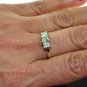 1.07CT DIAMOND 3 STONE PRINCESS CUT RING 14KT 2 TONE GOLD $4,675.00 H VVS