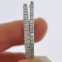 BEAUTIFUL 2.50CT IN & OUT  DIAMONDS HOOP EARRINGS 14KT SOLID WHITE GOLD