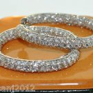 GLAMOROUS 7.01 CT DIAMOND HOOP EARRING IN 14 KT WHITE GOLD
