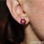 MAGNIFICENT 2.85 CT DIAMOND AND RUBY DAISY EARRING IN 14 KT WHITE GOLD