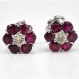 MAGNIFICENT 2.85 CT DIAMOND AND RUBY DAISY EARRING IN 14 KT WHITE GOLD
