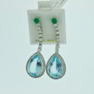 ESTATE 11.04CTs DIAMOND & AQUAMARINE EARRINGS 14KT WHITE GOLD $9,000.00