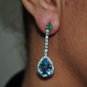 ESTATE 11.04CTs DIAMOND & AQUAMARINE EARRINGS 14KT WHITE GOLD $9,000.00