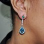 ESTATE 11.04CTs DIAMOND & AQUAMARINE EARRINGS 14KT WHITE GOLD $9,000.00