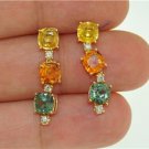 MAGNIFICENT 8 CT SAPPHIRE 18 KT GOLD EARRING 1 INCH