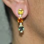 MAGNIFICENT 8 CT SAPPHIRE 18 KT GOLD EARRING 1 INCH