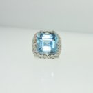ESTATE HUGE 29.40CT DIAMOND & BLUE TOPAZ 18KT SOLID WHITE GOLD $14,210.00