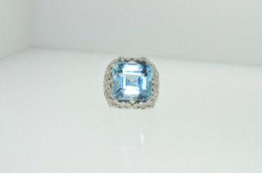 ESTATE HUGE 29.40CT DIAMOND & BLUE TOPAZ 18KT SOLID WHITE GOLD $14,210.00