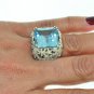 ESTATE HUGE 29.40CT DIAMOND & BLUE TOPAZ 18KT SOLID WHITE GOLD $14,210.00