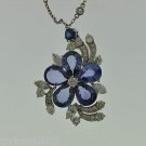 ESTATE 10 CT DIAMONDS AND SAPPHIRE'S PENDANT IN 18 KT WHITE GOLD