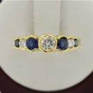 ESTATE 18KT BAND WITH 0.90 CT DIAMOND AND SAPPHIRE RING YELLOW GOLD