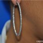 3.25CT DIAMOND HOOP EARRINGS - 2" - 14KT WHITE GOLD