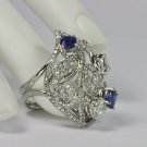 Unique 14kt Gold 3.80 ct Diamond & Sapphire Estate Cocktail Ring
