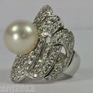 Retro 18kt Gold 3.00 ct Diamond & Cultured Pearl Ring
