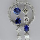 GORGEOUS 5.80CT SAPPHIRE & DIAMONDS PENDANT 18KT SOLID WHITE GOLD