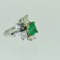 ELEGANT DECO DESIGN 5CT DIAMOND & EMERALD LADIES RING 18KT SOLID GOLD