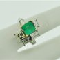 ELEGANT DECO DESIGN 5CT DIAMOND & EMERALD LADIES RING 18KT SOLID GOLD