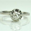 Retro Vintage 0.50 ct Diamond European-Cut in 18 kt White Gold Solitaire Ring