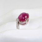 Estate 11.30 ct Ruby Cabochon and Diamond ring in 14 kt White Gold