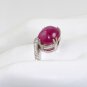 Estate 11.30 ct Ruby Cabochon and Diamond ring in 14 kt White Gold
