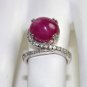 Estate 11.30 ct Ruby Cabochon and Diamond ring in 14 kt White Gold