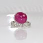 Estate 11.30 ct Ruby Cabochon and Diamond ring in 14 kt White Gold