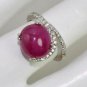 Estate 11.30 ct Ruby Cabochon and Diamond ring in 14 kt White Gold