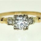 Retro Vintage 0.90 ct European-Cut Diamond Ring in 14 kt Gold