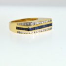 EYE CATCHING 1.50 CT DIAMOND AND SAPPHIRE LADY'S ESTATE RING IN 14KT GOLD