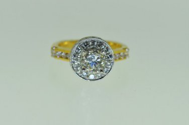 TRENDY 2.35 CT DIAMOND ENGAGEMENT RING IN 18K 2 TONE GOLD