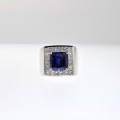 NEW 18KT MENS RING WITH 9.93 CT DIAMOND AND TANZANITE