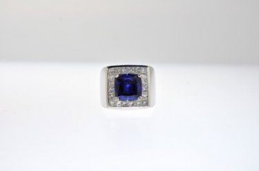 NEW 18KT MENS RING WITH 9.93 CT DIAMOND AND TANZANITE