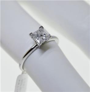 SOLITAIRE 0.70CT DIAMOND PRINCESS CUT SET IN SOLID PLATINUM