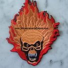 Biker Patch / Embroidered / Skull Red Flames