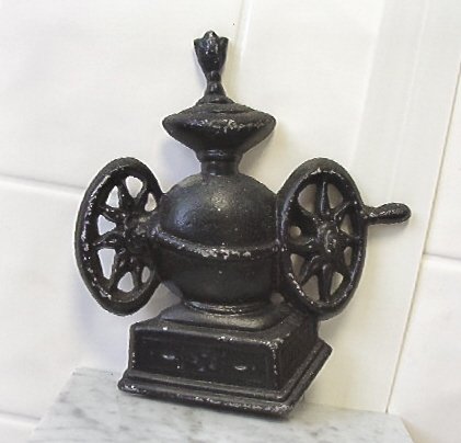 Vintage Black Metal Coffee Grinder Plaque