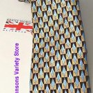 Bristol by Brent Morgan Neckwear 100% Silk Tie Blue Black Gold Geometric Pattern