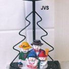 Metal Candle Holder w/ Ceramic Snowman Family & Christmas Tree Shape Reg. Tape