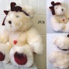 Sweetheart Dakin Bear w/ Velvet paws & bow & Necklace