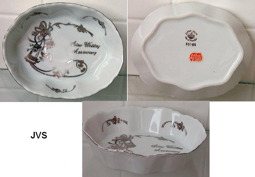 Lefton Silver Wedding Anniversary Open Candy Dish 03106 Japan Hand Painted