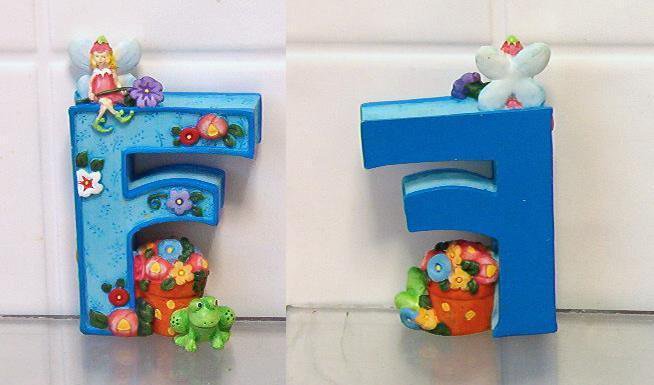 1999 Mary Engelbreit ME Resin Stand Up Alphabet LETTER "F" 3 1/4"t Fairy Frog