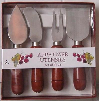 Appetizer Cheese Utensils w/ Wood Handles (Set of 4) New